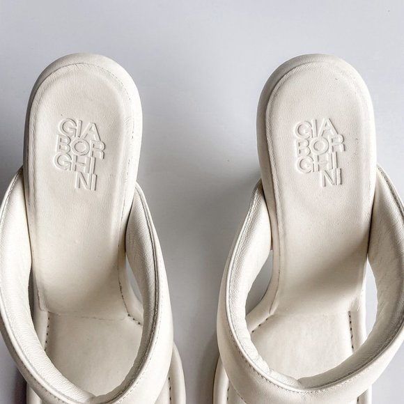 Gia Borghini Puffy Strap Thong Sandals Ivory White Size 38 - Picture 4 of 9